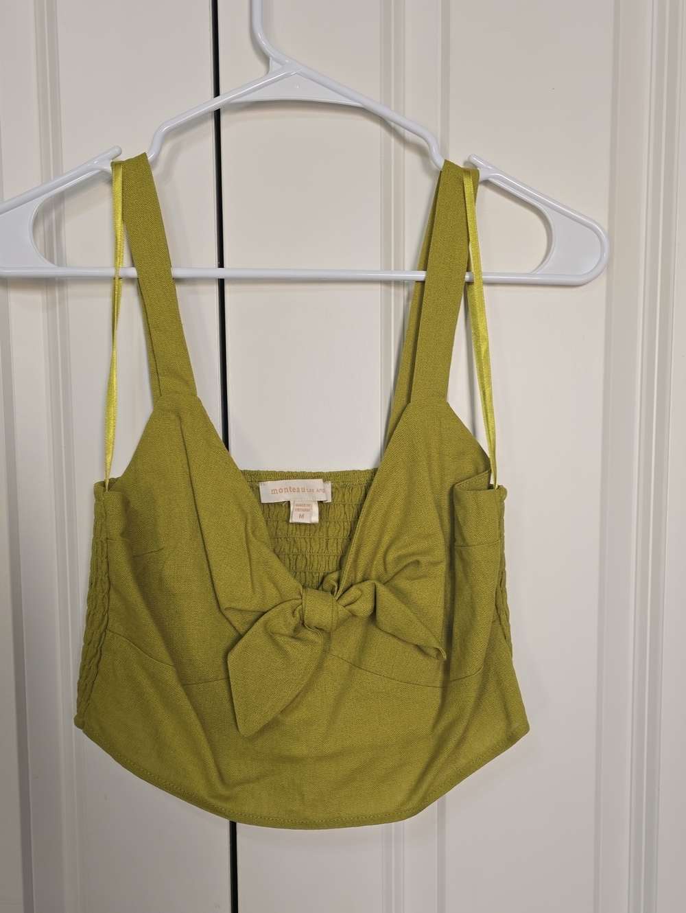 Monteau Lime Green Tie-Front Crop Top